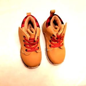 Wonder Nation Toddler Boys Tan Red Buffalo Plaid Work Hiking Boots